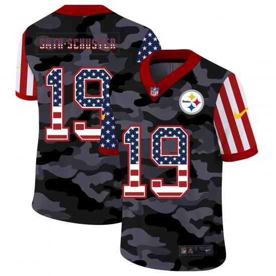 Nike Pittsburgh Steelers 19 JuJu Smith Schuster Camo 2020 USA Flag Salute To Service Limited Jersey